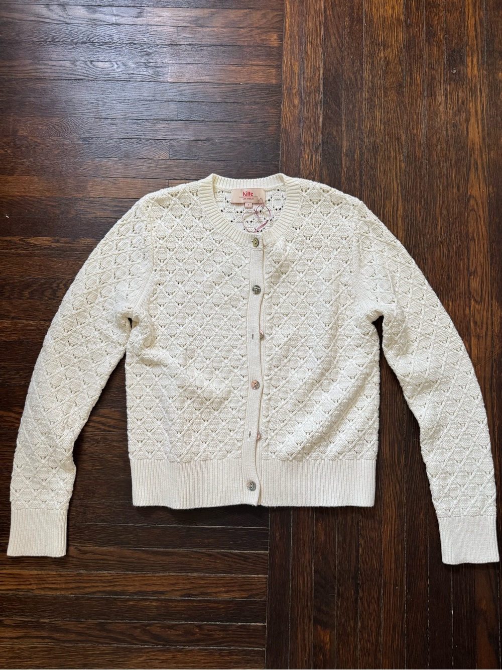 KILTE Cream Knit Button-Up Cardigan Sweater
